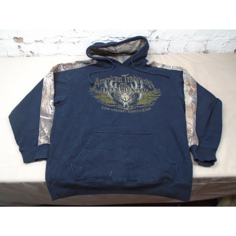 Buck Wear American Tradition Deer Hunter Hoodie Black Camouflage Size XL - Picture 1 of 11